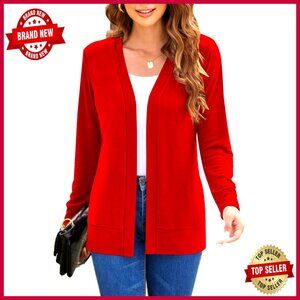 Long Sleeve Open Front Cardigan, Lightweight Knit, Loose Fit, Extra Long